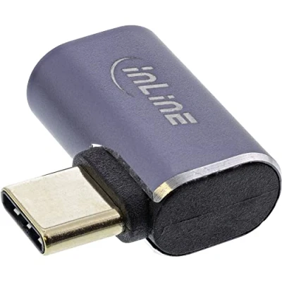 Abbildung von InLine® USB4 Adapter, USB Typ C Stecker/Buchse rechts/Links gewinkelt, Aluminium, grau