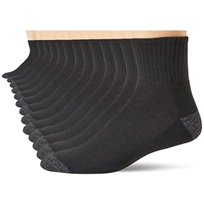Abbildung von Gildan Herren Polyester Half Cushion Ankle, 12 Pairs Socken, Schwarz, Shoe Size: 6 (12er Pack)