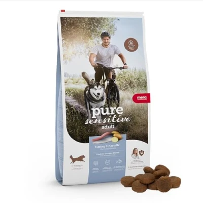 Abbildung von MERA pure sensitive Fresh Meat Hering &amp; Kartoffeln, Hundefutter trocken mit viel frischem Fleisch, gesundes Trockenfutter getreidefrei für ausgewachsene Hunde (12,5 kg)