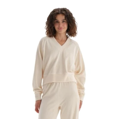 Abbildung von DAGI LONG Sleeve Vneck Sweatshirt, Damen, Größe: Large, Beige