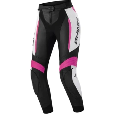 Abbildung von SHIMA Miura 2.0 Motorradhose Leder, Damen, Sporthose mit Hüft und Knieprotektoren, perforiertes elastische Einsätze, für 2 teilige Kombi (34, Rosa)