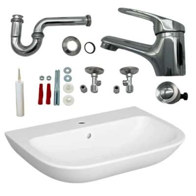 Abbildung von HGMBAD Waschbecken 60 cm Beschichtung Komplettset (Komplettset),