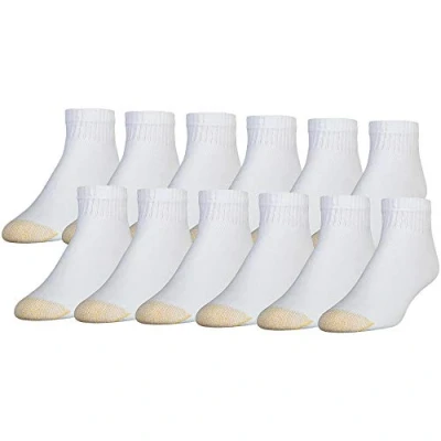Abbildung von Gold Toe Herren 656p Cotton Quarter Sportsocken, Multipairs Lässige Socke, Weiß (12 Paar), 12 16 (12er Pack)