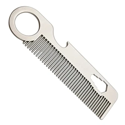 Abbildung von Schnurrbartkamm, Flaschenöffner, Schraubenschlüssel, Edelstahl Kamm für Ölkopf, tragbarer Haarkamm, Bart Mini Kamm, Bartkamm, Herren Styling Haarkamm