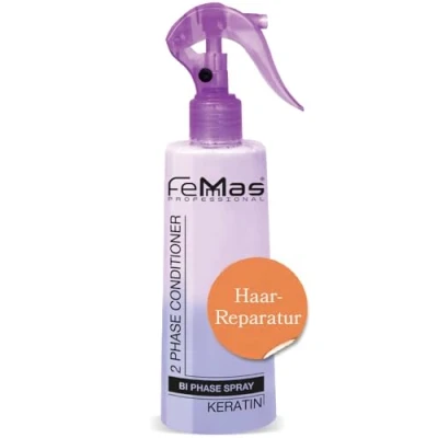 Abbildung von FemMas Bi Phase Keratin Leave In Conditioner Sprühkur 300ml I 2 Phasen Feuchtigkeitsspray Haarpflege Spray ohne Ausspülen für beschädigtes &amp; strapaziertes Haar Anti Frizz Detangler Kur