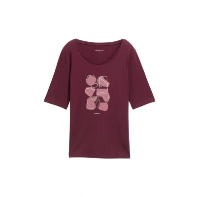 Abbildung von TOM Tailor Basic WITH Print Tshirt print, Damen, Größe: XS, Bordeaux red