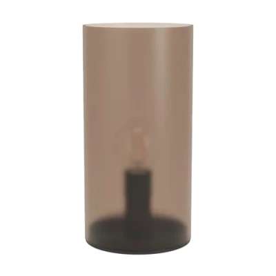 Abbildung von EGLO Nachttischlampe Geo, elegante Glas Tischlampe, Zimmer Deko Schlafzimmer, zylinderförmige Wohnzimmerlampe, Metall aus und Kunststoff in Sandfarben, E14 Fassung, Ø 10 cm