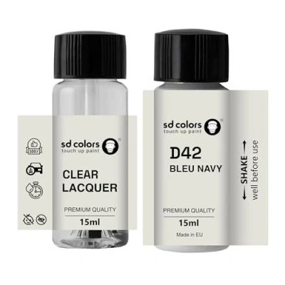 Abbildung von SD COLORS Neue lackstift Navy BLAU D42 Reparatur KRATZEN 15 ml (Farbe+KLARLACK)
