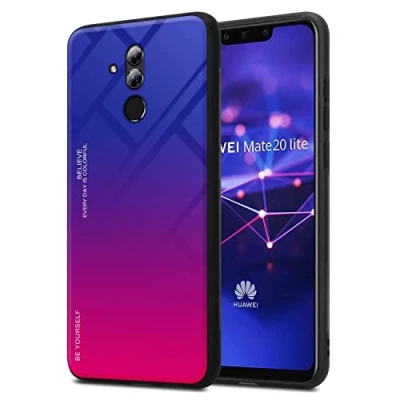 Abbildung von Cadorabo Hülle kompatibel mit Huawei Mate 20 LITE Schutzhülle TPU Silikon Case Glas Slim Kratzfest Weiche Gummi Rundumschutz für in Schwarz