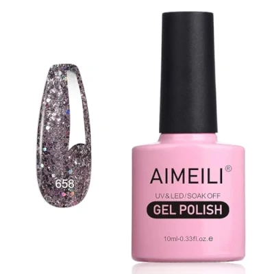 Abbildung von AIMEILI Glitzer Gel Nagellack UV LED Soak Off Mit Glitzerpartikel Sparkle Nail Polish Luminous 10ml 658