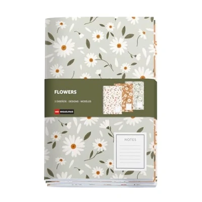 Abbildung von Miquelrius A5 Notizbücher (142 x 210 mm), 3 Notizbücher, innen weiß gepunktet, 32 Blatt à 80 g/m², strukturierter Kartoneinband, Kollektion Spring Flowers