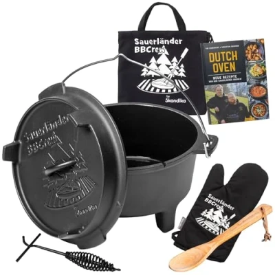 Abbildung von Dutch Oven der Sauerländer BBCrew 10.25 L Gusseisen Topf mit Emaillierung