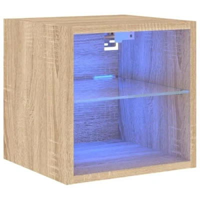 Abbildung von vidaXL TV Wandschrank, Schrank mit viel Stauraum, Wandmontage Fernsehschrank LED Leuchten, Hängeschrank Möbel Ständer, Modern, Sonoma Eiche