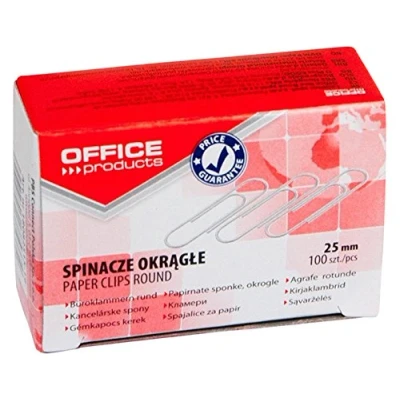 Abbildung von OFFICE PRODUCTS 18082515 19 Büroklammern Rund Metallbriefklammern Silbern in der Box / 25 mm 100 Stück/ Vernickelt/ Paper Clips
