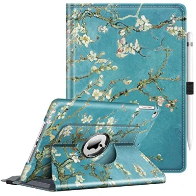Abbildung von FINTIE Rotierende Hülle kompatibel mit iPad 6th Generation (2018)/iPad 5th Gen (2017)/iPad Air 2/Air 1 9.7 Zoll, 360 Grad drehbarer Ständer, Auto Sleep/Wake Funktion, Blume