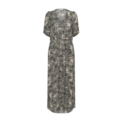Abbildung von Kaffe Isolde Amber Maxikleid, Damen, Größe: 40, Feather gray leaf print