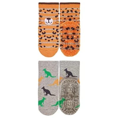 Abbildung von Sterntaler Baby Jungen Fli Air Dpleopard/Känguru 8032120 Socken, Orange/Hellgrau, 17 18