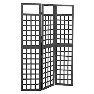 Abbildung von vidaXL Tannenholz Massiv Paravent Spalier 3 TLG. Rankhilfe Raumtrenner Raumteiler Trennwand Umkleide Sichtschutz Spanische Wand Schwarz 121x180cm