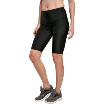 Abbildung von Urban Classics Ladies High Waist Shiny Rib Cycle Shorts, Black, XS