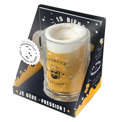 Abbildung von Je gère la pression !: Coffret avec 1 chope à bière, paire de chaussettes et livret recettes cocktails