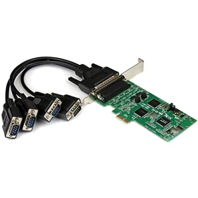 Abbildung von StarTech.com 4 Port Serielle PCI Express Schnittstellenkarte 2 x RS232 RS422 / RS485 PCIe Adapter Karte mit Breakout Kabel