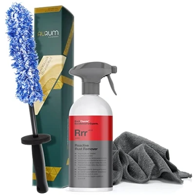 Abbildung von detailmate Felgenreinigungsset: Koch Chemie Reactive Rust Remover 500ml + Aurum ultraFlat Microfaser Felgenbürste Mikrofasertuch 320GSM