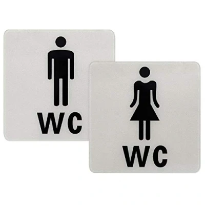 Abbildung von NATEE WC Toilettenschilder Set, Schild selbstklebend Toilette Türschild Damen Herren Piktogramm (12.4 * 12.4cm)