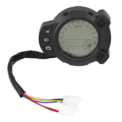 Abbildung von Keenso Motorrad Digital LCD Tachometer, Kilometerzähler Tachometer Geschwindigkeitsmesser Instrumente, 7 Farbe Meter