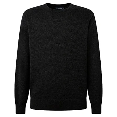 Abbildung von Hackett London Men&#039;s Herringbone Jcqd Crew Pullover Sweater, Chrc/Black, M