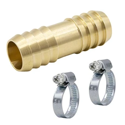 Abbildung von VARIOSAN Schlauchverbinder 12968, 1/2&quot; (12,5 mm), Messing, inkl. Schlauchschellen (Edelstahl / V2A)