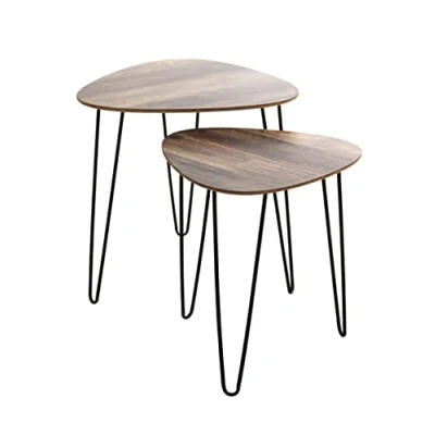 Abbildung von HAKU Möbel Beistelltisch 2er Set Eiche, schwarz, MDF, Metall Maße: B 40/48 cm x H 43/48 T cm, Style: Modern