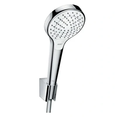 Abbildung von hansgrohe Duschbrause &quot;Croma Select S&quot;, (Brauseschlauch, Handbrause, Brausehalter), 11cm, mit Duschschlauch 160cm, Weiß/chrom