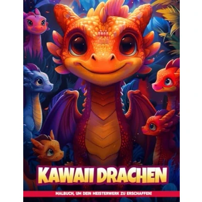 Abbildung von Kawaii Drachen Malbuch für Erwachsene: Malvorlagen Erwachsene Tiere, Achtsamkeit und Kunsttherapie Geschenke Frauen