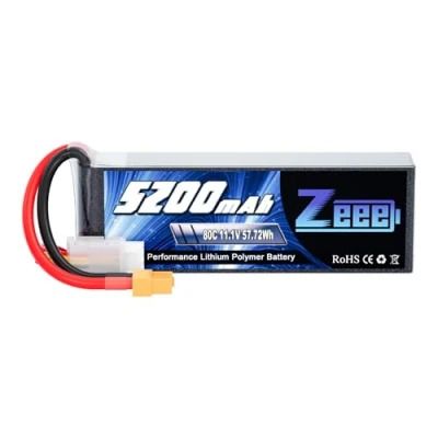 Abbildung von Zeee 3S LiPo Akku 5200mAh 11,1V 80C mit XT60 Steck für RC Auto, Flugzeug, Hubschrauber, Hobby