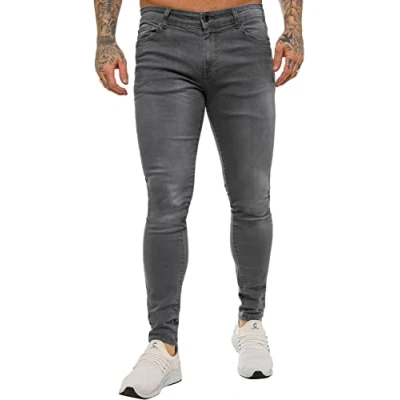 Abbildung von 989Zé ENZO EZ326 Herren Jeans, Sim Fit, Stretch Denim Hose, alle Taillengrößen, dunkelgrau, 40 W/30 L
