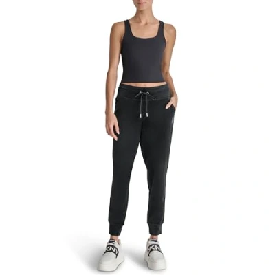 Abbildung von DKNY Women&#039;s Rhstn Logo Jogger, Black, Medium