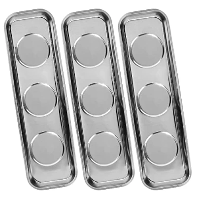 Abbildung von Magnetische schale 3 Stücke, 226x65mm Edelstahl werkzeugschale, Halten von Werkzeug, Schrauben, Bohrer und Nägel, Hochleistungsmagnet, Verdicktes