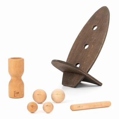 Abbildung von rollholz Balance Board Set groß Buche dunkeles Brett 1 St