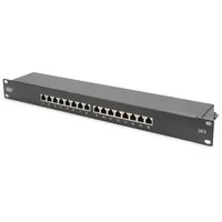 Abbildung von DIGITUS Patchpanel 19 Zoll Cat 6 16 Port RJ45 Geschirmt LSA Patch Feld Rack Montage 1HE Schwarz