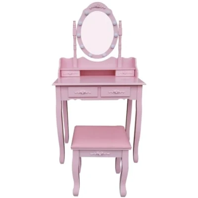Abbildung von HOME DELUXE Schminktisch ROSY 149 x 71 40 cm (inkl. Hocker), einstellbare LED Beleuchtung &amp; Stauraum I Frisiertisch