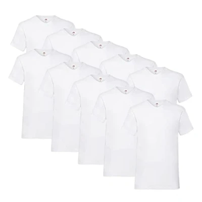 Abbildung von Fruit of the Loom Herren V Neck Valueweight T Shirt (10er Pack) (L, 10x Weiss + 1 HLKauf Block)