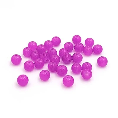 Abbildung von Vintageparts Glasperlen im Jadedesign in Magenta 8 mm 30 Stück Perlen zum auffädeln und Schmuck selber Machen