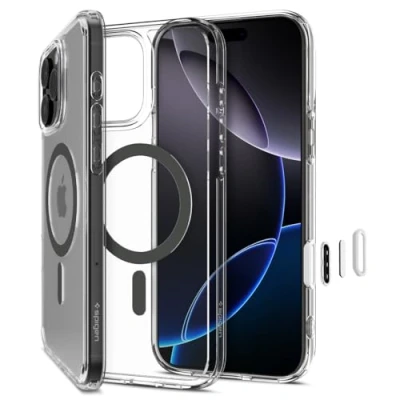 Abbildung von Spigen für iPhone 16 Pro Camera Control Button Kamerasteuerung Aktivierte Hülle Ultra Hybrid T MagFit, Kompatibel mit MagSafe Zubehör Graphite