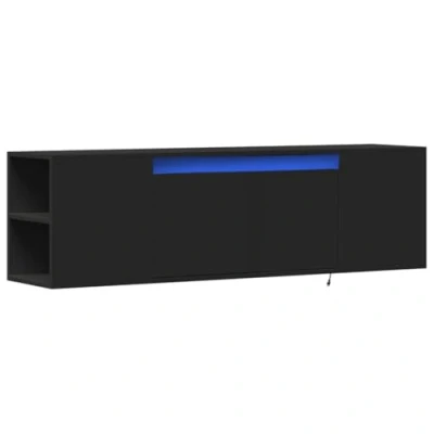 Abbildung von vidaXL TV Wandschrank, Schrank Lowboard mit LED Beleuchtung, Hängeschrank Fernsehschrank für Wohnzimmer, Fernsehtisch Board Hängend, Schwarz
