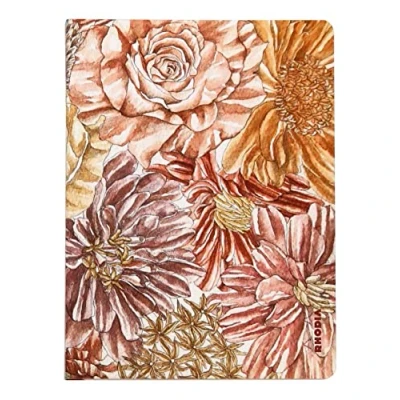 Abbildung von Rhodia 120032C ORANGE Botanique Spiralheft mit Soft Touch Einband, DIN A5 liniert, 60 Blatt elfenbeinfarbiges 90g Papier, Blumenmotiven, 1 Stück