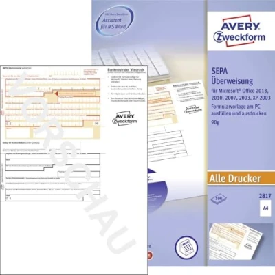 Abbildung von Avery Zweckform Formularblock Überweisung Formular SEPA DIN A4 Anzahl de