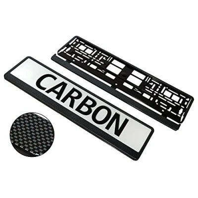 Abbildung von 1Paar (2 x) Universal Halterungen für Kfz Kennzeichen in Carbon Optik, beste Qualität