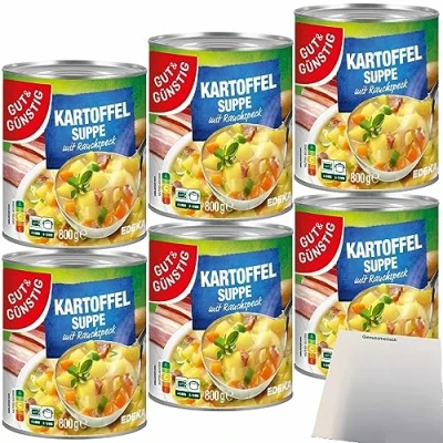 Abbildung von Gut&amp;Günstig Kartoffelsuppe mit saftigem Rauchspeck 6er Pack (6x800g Dose) + usy Block