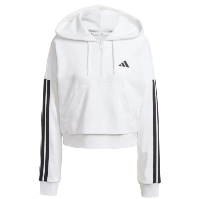 Abbildung von adidas Damen Essentials 3 Stripes French Terry Quarter Zip Hoodie, White/Black, S