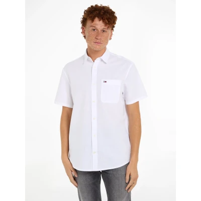 Abbildung von Tommy Jeans Kurzarmhemd TJM REG LINEN BLEND SS SHIRT mit Logostickerei